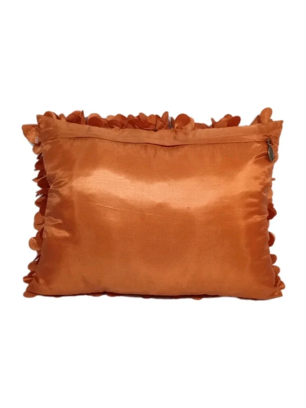 Pier 1 Imports Rectangular Zippered Pillow Cover Orange Tangerine Satin Ruffle